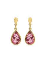 Women's Pink Pressed Flower Tear Drop Earrings