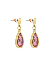 Women's Pink Pressed Flower Tear Drop Earrings