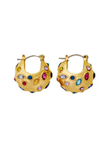 Women's Gold Gemstone Chunky Curve Hoop Earrings