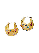 Women's Gold Gemstone Chunky Curve Hoop Earrings