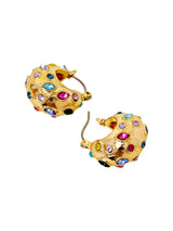 Women's Gold Gemstone Chunky Curve Hoop Earrings