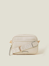 Women's Cream Casual Self Design Sling Bag