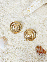 Women's Gold Brushed Swirl Statement Earrings Gold