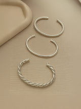 Women's Silver Twisted Bangles Cuff Bracelet - Pack of 3