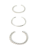 Women's Silver Twisted Bangles Cuff Bracelet - Pack of 3