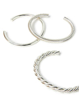 Women's Silver Twisted Bangles Cuff Bracelet - Pack of 3