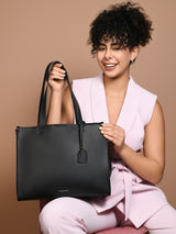 Women's Black Casual Solid Tote Bag