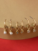 Women's Blue Harvest Pearl Huggie Hoop Earring - Set of 3