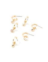 Women's Blue Harvest Pearl Huggie Hoop Earring - Set of 3