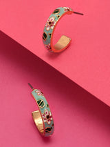 Women's Romantic Ramble Blue Enamel Flower Hoop Earring