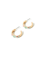 Women's Romantic Ramble Blue Enamel Flower Hoop Earring
