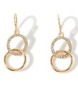 Women's Gold Pave Linked Circles Short Drop Earring