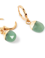 Women's Green Celestial Stone Drop Huggie Earring