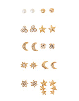 Women's Celestial Sparkle Stud Earring Crystal - Set of 10
