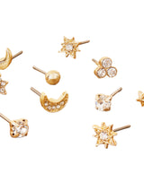 Women's Celestial Sparkle Stud Earring Crystal - Set of 10