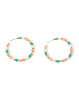 Women's Multi Small Coral Beaded Hoop Earring