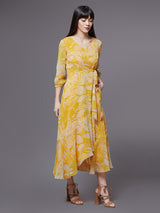 Women's Multicolor Full Sleeve Floral Layered Maxi Dress