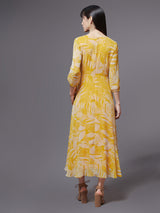 Women's Multicolor Full Sleeve Floral Layered Maxi Dress