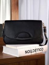 Women's Black Casual Textured Crossbody Bag