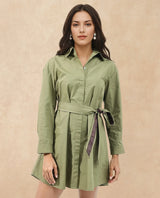 Women's Green Casual Full Sleeves Dress