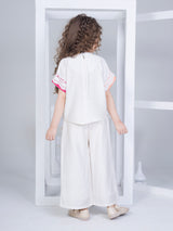 Girls Beige Festive Top with Culotte