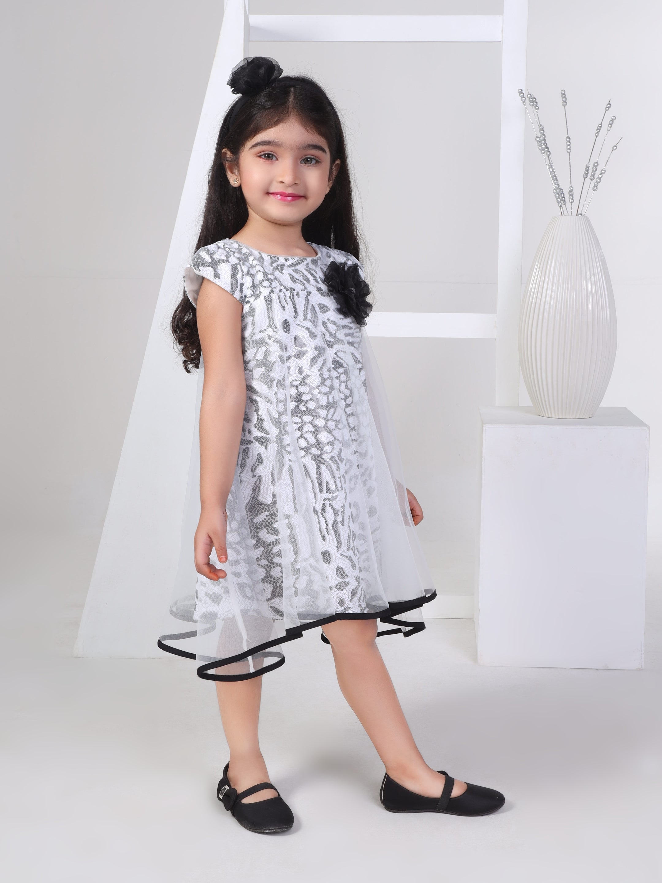 Girls Black Party Wear Dress With Hairband