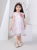Girls Peach Party Wear Dress With Hairband