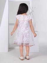 Girls Peach Party Wear Dress With Hairband
