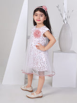 Girls Peach Party Wear Dress With Hairband