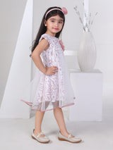Girls Peach Party Wear Dress With Hairband