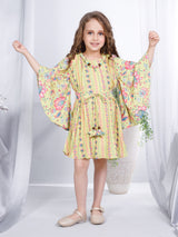 Girls Green Party Wear Dress with Belt