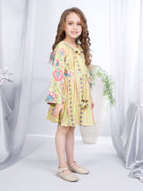 Girls Green Party Wear Dress with Belt