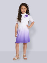 Girls Purple Party Wear Dress With Belt