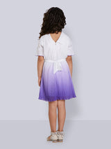 Girls Purple Party Wear Dress With Belt