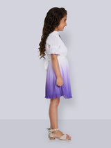 Girls Purple Party Wear Dress With Belt