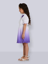 Girls Purple Party Wear Dress With Belt