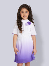 Girls Purple Party Wear Dress With Belt