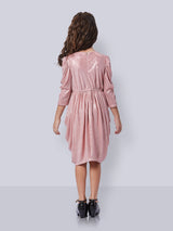 Girls Peach Party Wear Dress With Purse