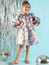 Girls Teal Blue Festive Wear Dress