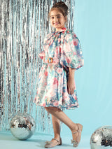 Girls Teal Blue Festive Wear Dress