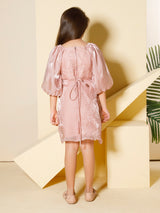 Girls Peach Party Wear Dress Belt with Purse