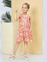 Girls Rust Casual Wear Jumpsuit