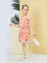 Girls Rust Casual Wear Jumpsuit