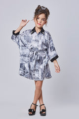 Girls Black Party Wear Kaftan Dress