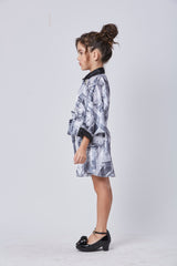 Girls Black Party Wear Kaftan Dress
