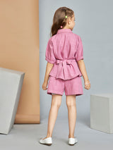 Girls Pink Casual Shorts with Top