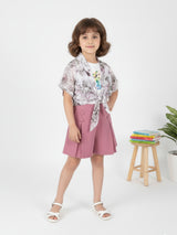 Girls Pink Casual Shorts with Top & Shrug