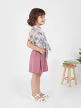 Girls Pink Casual Shorts with Top & Shrug