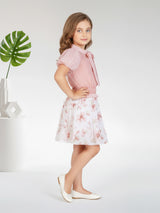 Girls Peach Party Wear Skirt With Top