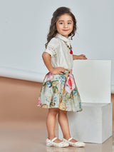 Girls Olive Green Festive Skirt Top & Neckpiece